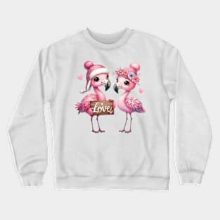 Valentine Love Flamingos Crewneck Sweatshirt